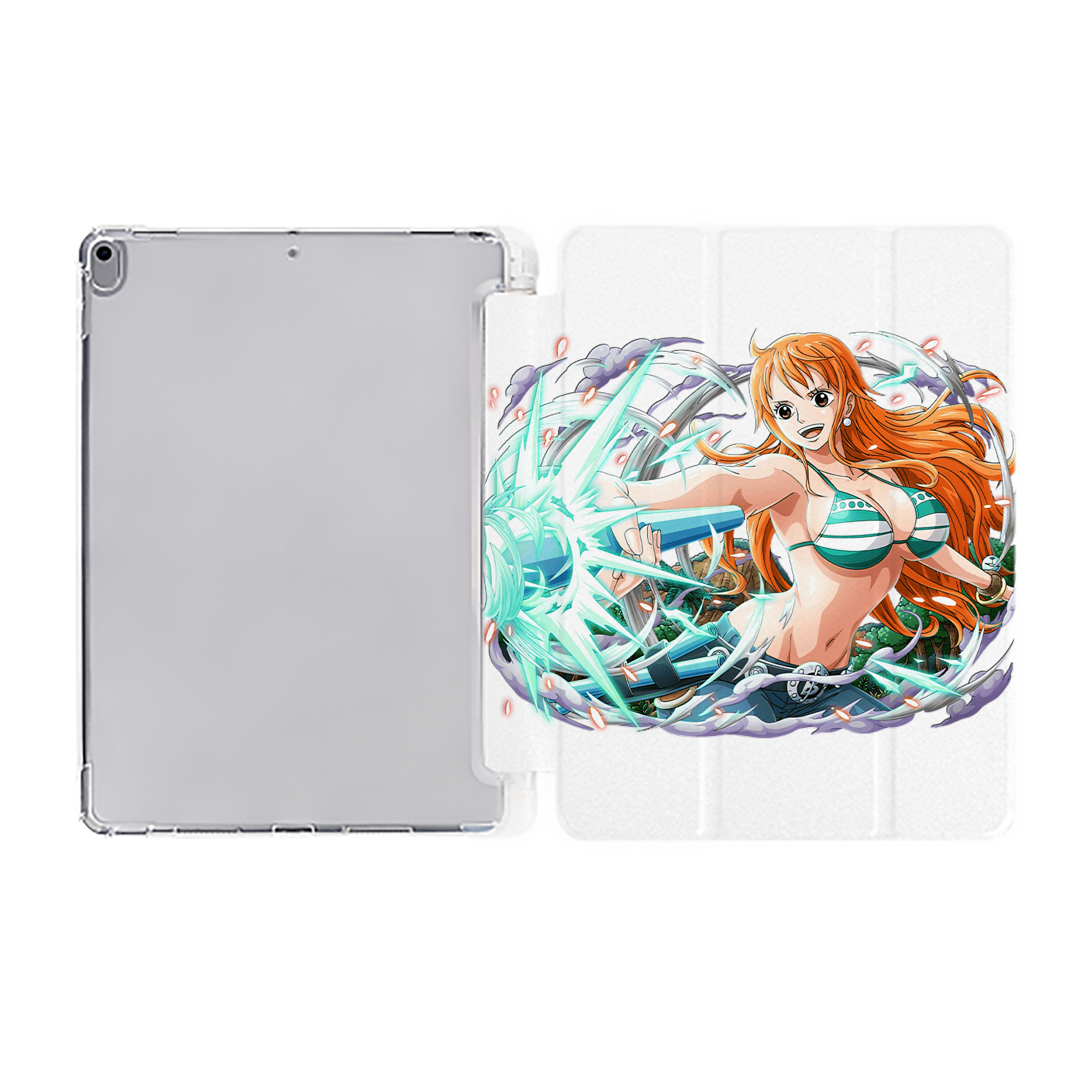 （画像用） ワンピース ナミ ONE PIECE Nami IPad ケース ペン収納付き 三つ折りスタンド PUレザー×シリコン 対応機種9.5/10.5/10.9インチ